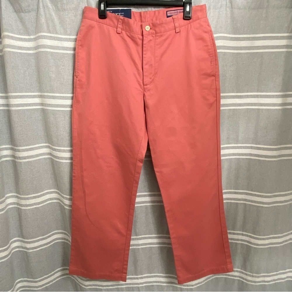 NWT VINEYARD VINES / Salmon Pink Club Pants Straight Leg Size 32x30 - Picture 2 of 15